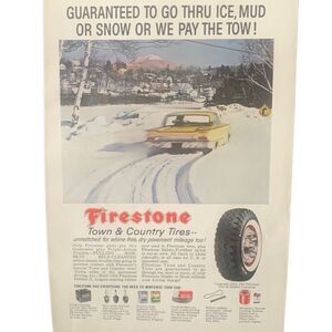 Vintage 1960 Firestone Go Thru Ice Mud or Snow Ad Advertisment